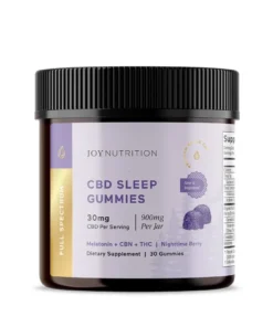 Joy Organics, CBD Sleep Gummies + CBN + THC, Nighttime Berry, Full Spectrum, 30ct, 30mg THC + 90mg CBN + 900mg CBD